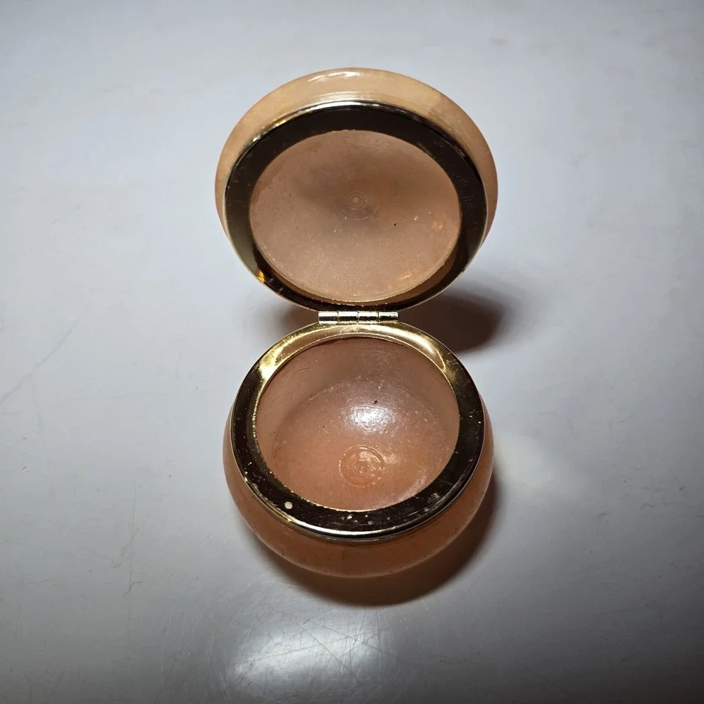 Alabaster Trinket Jewelry Box Carved Brown Marble Floral Hinged‎ Round Vintage